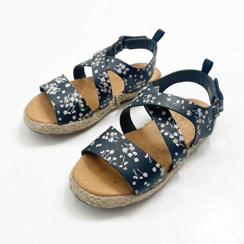 OshKosh B'gosh toddler girls dark blue floral print espadrille sandals